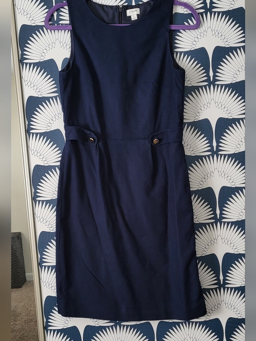 J. Crew Navy Sleeveless Sheath Dress 2 - Picture 3 of 4